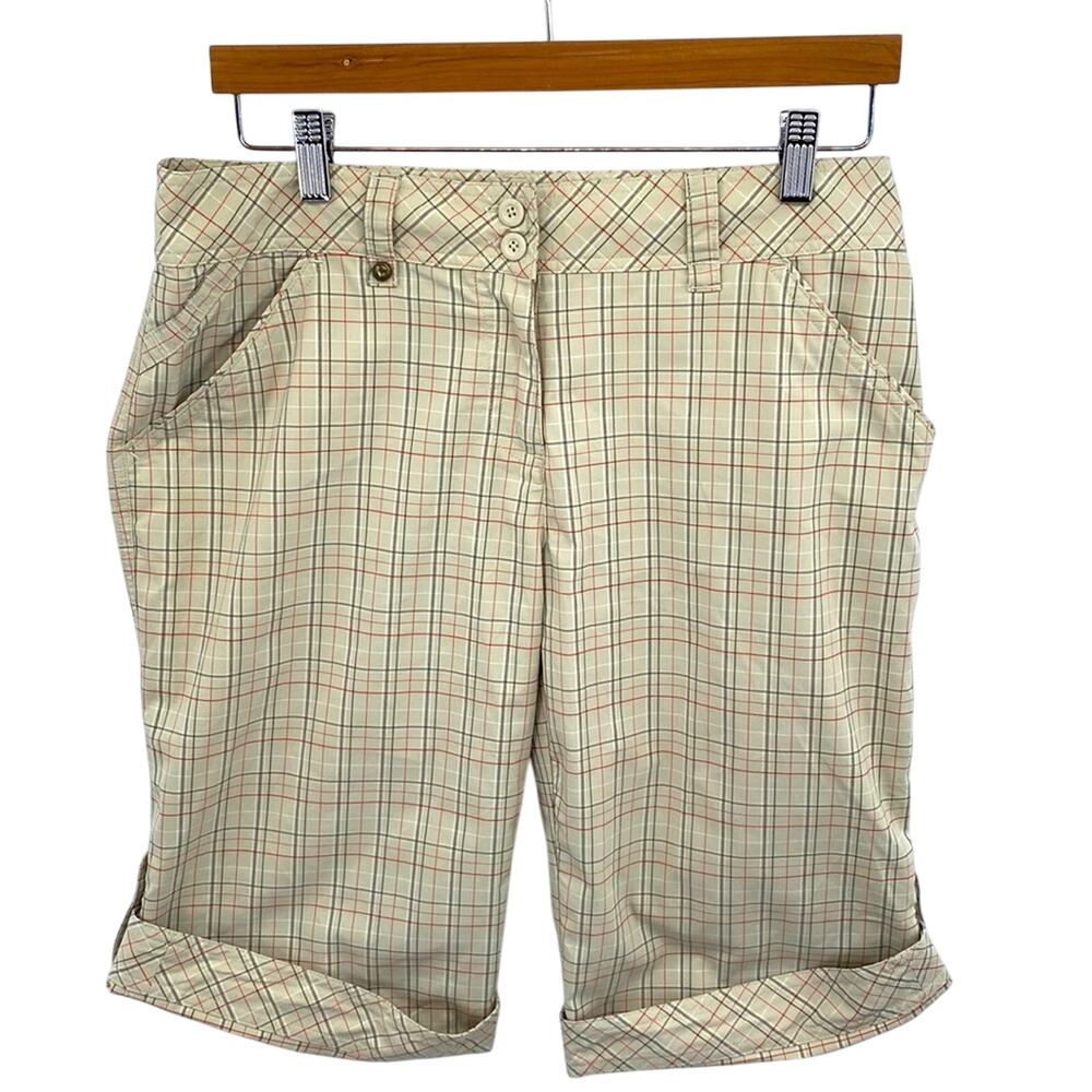 LOLE Khaki Plaid Roll Bermuda Outdoor Active Golf Shorts 10